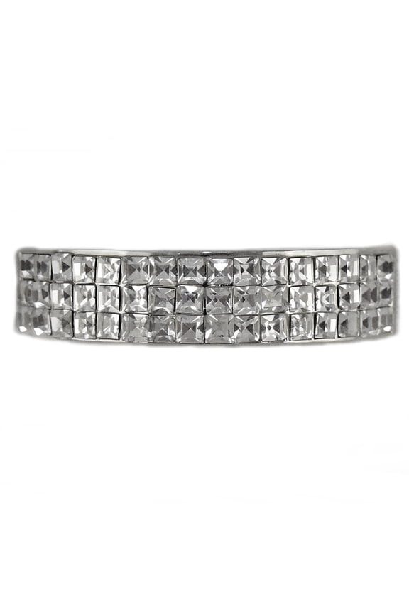 VIP Bling Grillz Six Tooth Top Bling Silver Tone Princess-Cut Teeth Hip Hop Grills