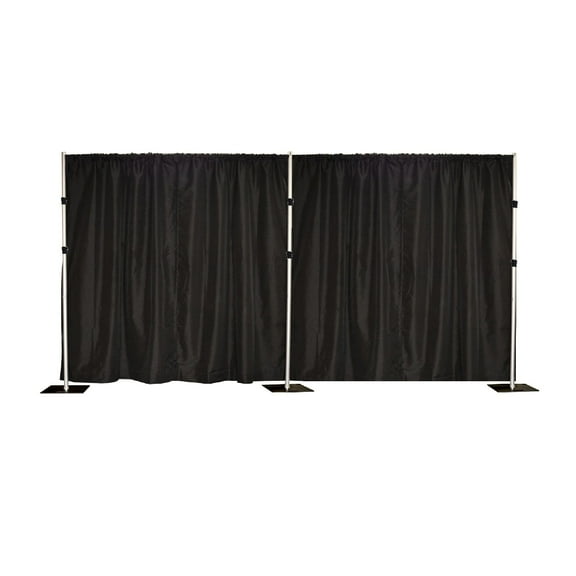 VIP Crowd Control 10' x 20' Pipe and Drape, Backdrop Kit, Adjustable uprights (Black) ***Upgraded Version***