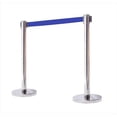 thumbnail image 1 of VIP Crowd Control 1008 12 in. Flat Base Mirror Post Retractable Belt Stanchion - 6.5 ft. Dark Blue Belt, 1 of 1