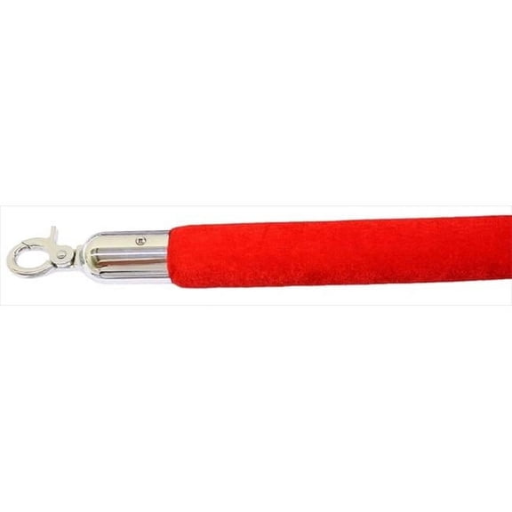 VIP Crowd Control 1651 72 in. Velour Rope with Mirror Closable Hook - Red