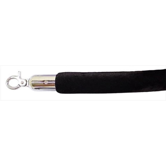 VIP Crowd Control 1660 96 in. Velour Rope with Mirror Closable Hook - Black