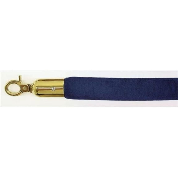 VIP Crowd Control 1665 96 in. Velour Rope with Gold Closable Hook - Blue