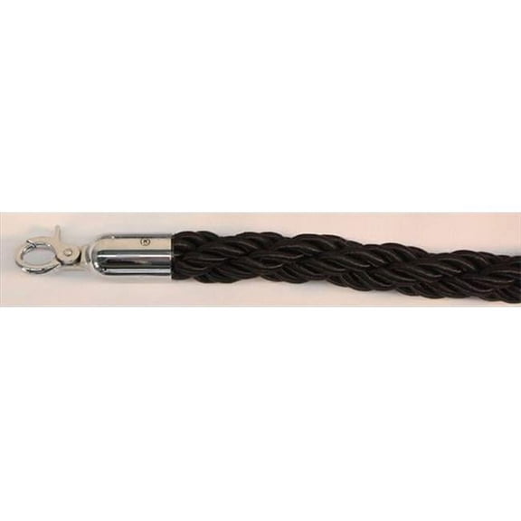 VIP Crowd Control 1672 60 in. Braided Rope with Mirror Closable Hook - Black