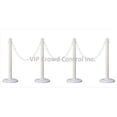 thumbnail image 1 of VIP Crowd Control 1842-4-32 14 in. Flat Base Plastic Stanchions - 32 ft. Chain, White, 4 Piece, 1 of 1