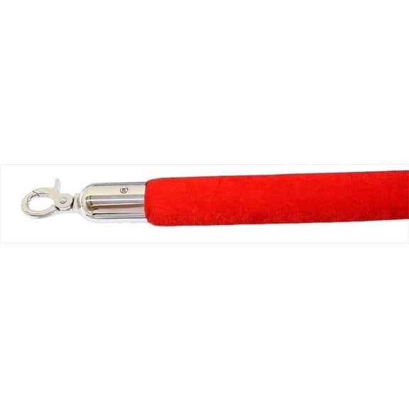 VIP Crowd Control  96 in. Velour Rope with Mirror Closable Hook - Red