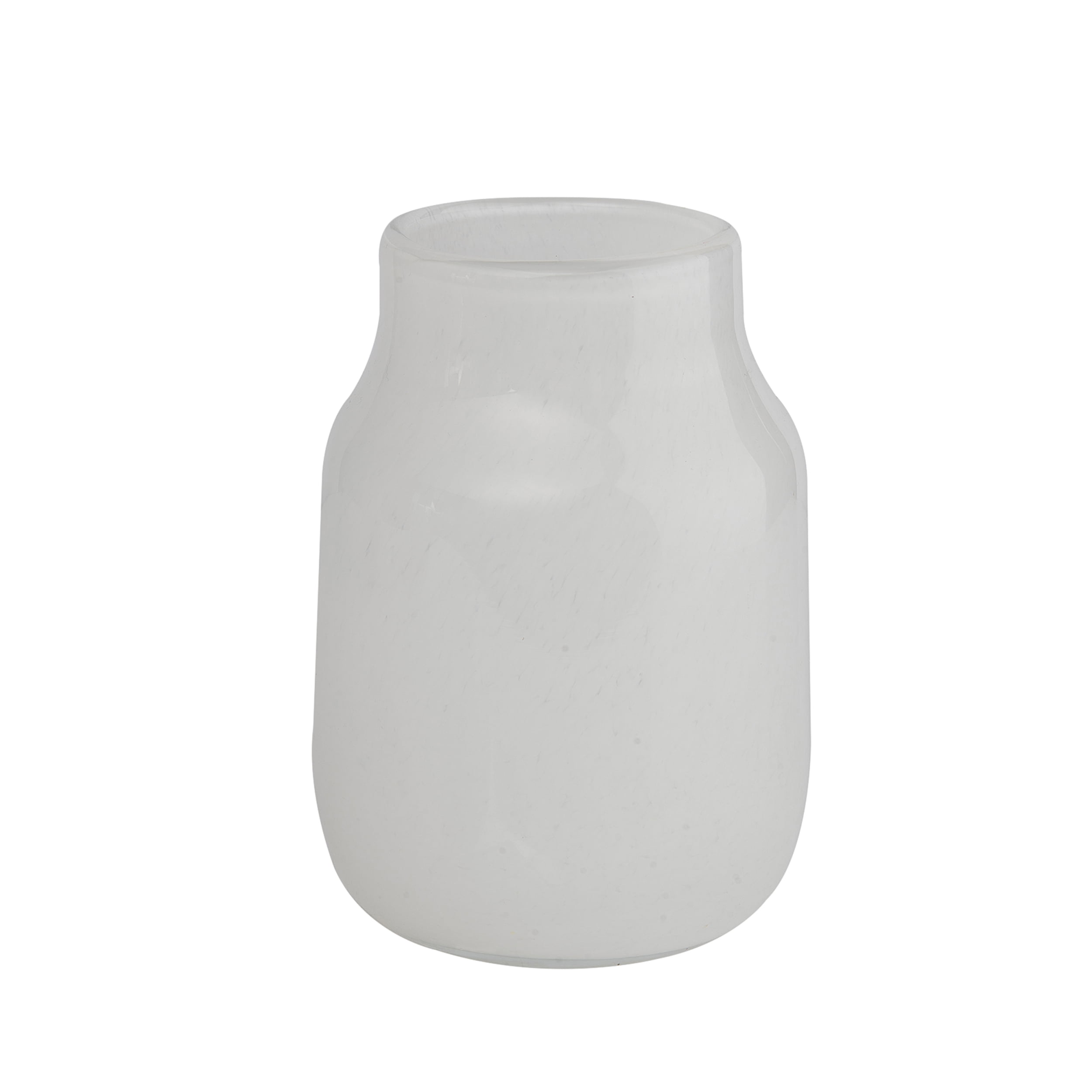 Transpac 7.2 Inch White Glass Pot Style Vase for Decorative