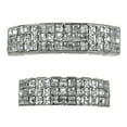 thumbnail image 1 of VIP Grillz Set Bling Top And Bottom Teeth Silver Tone Three Row Hip Hop Grills, 1 of 1