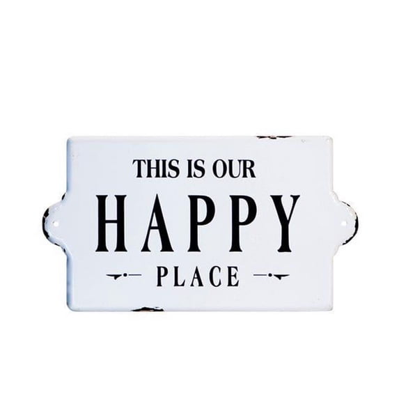 VIP Home & Garden MT2386 Metal Sign Happy Place Black & White
