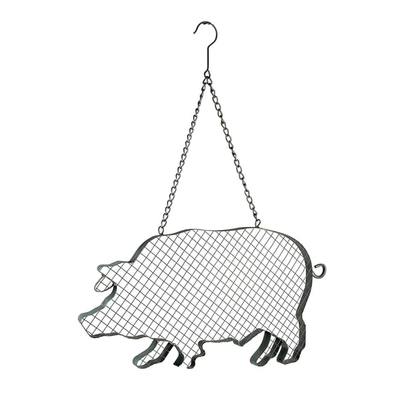 VIP Home and Garden Metal and Mesh Wire Hanging Pig Farmhouse Decor