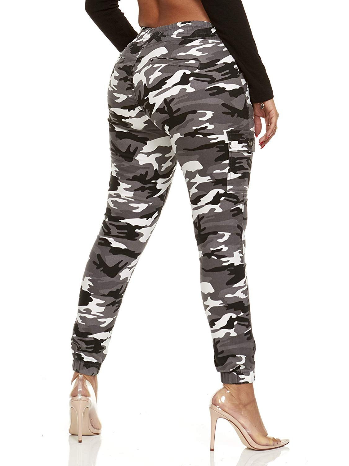 VIP JEANS Cute Cargo Mid Waisted Jogger Skinny Drawstring Grey Camo Size S 1 3 Walmart