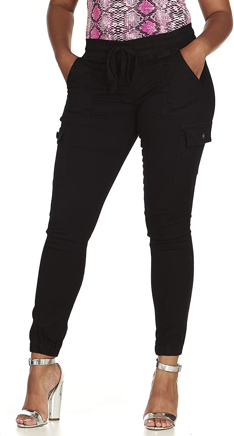 VIP JEANS Teen Girlss Running Pants - Stretchy Jeans Pants for Teen Girls - Black Cargo, Large - image 1 of 5