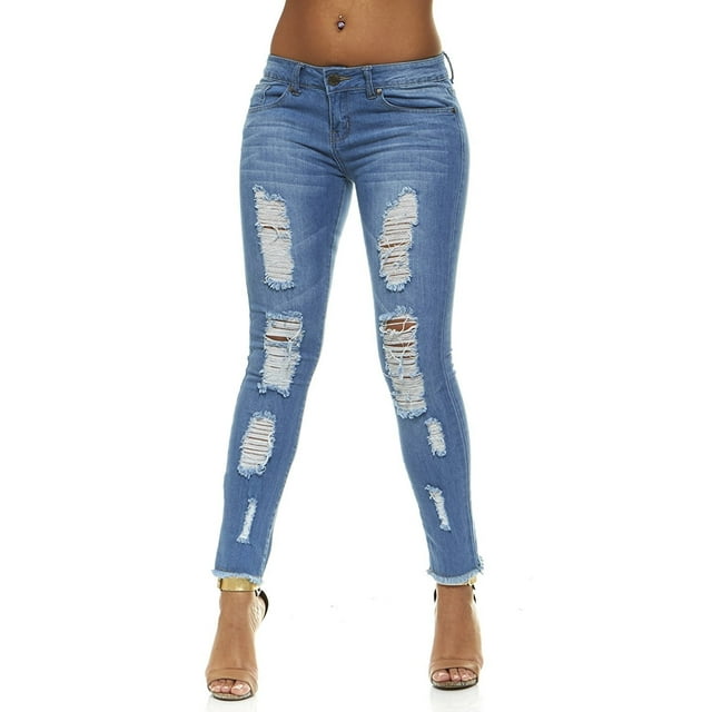 VIP Jeans - Teen Girls Ripped Distressed Jeans Skinny Pant Flare Hem in ...