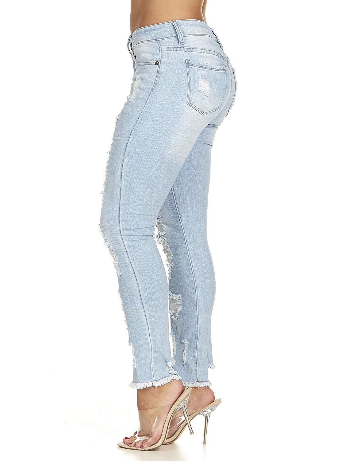 VIP Jeans Teen Girls's Distressed Fray Hem Juniors Skinny Jeans Light ...