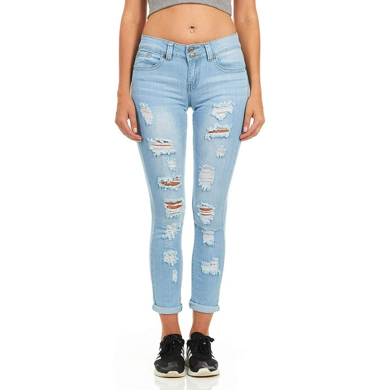 Girls in torn on sale jeans