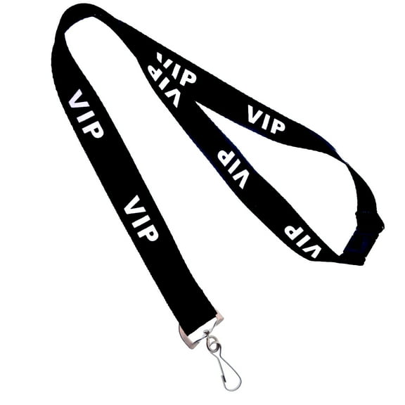 VIP Lanyard with Breakaway Clasp and Swivel Hook - Black Neck Strap with White"VIP" Letters - Clip to Badge Holder, Party Pass, Sports Event, Concert Ticket, Name Card & More by Specialist ID