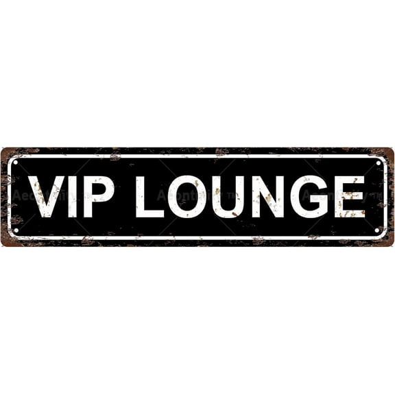 VIP Lounge Funny Metal Tin Street Sign, 4 x 16 Inch Novelty Wall Decor