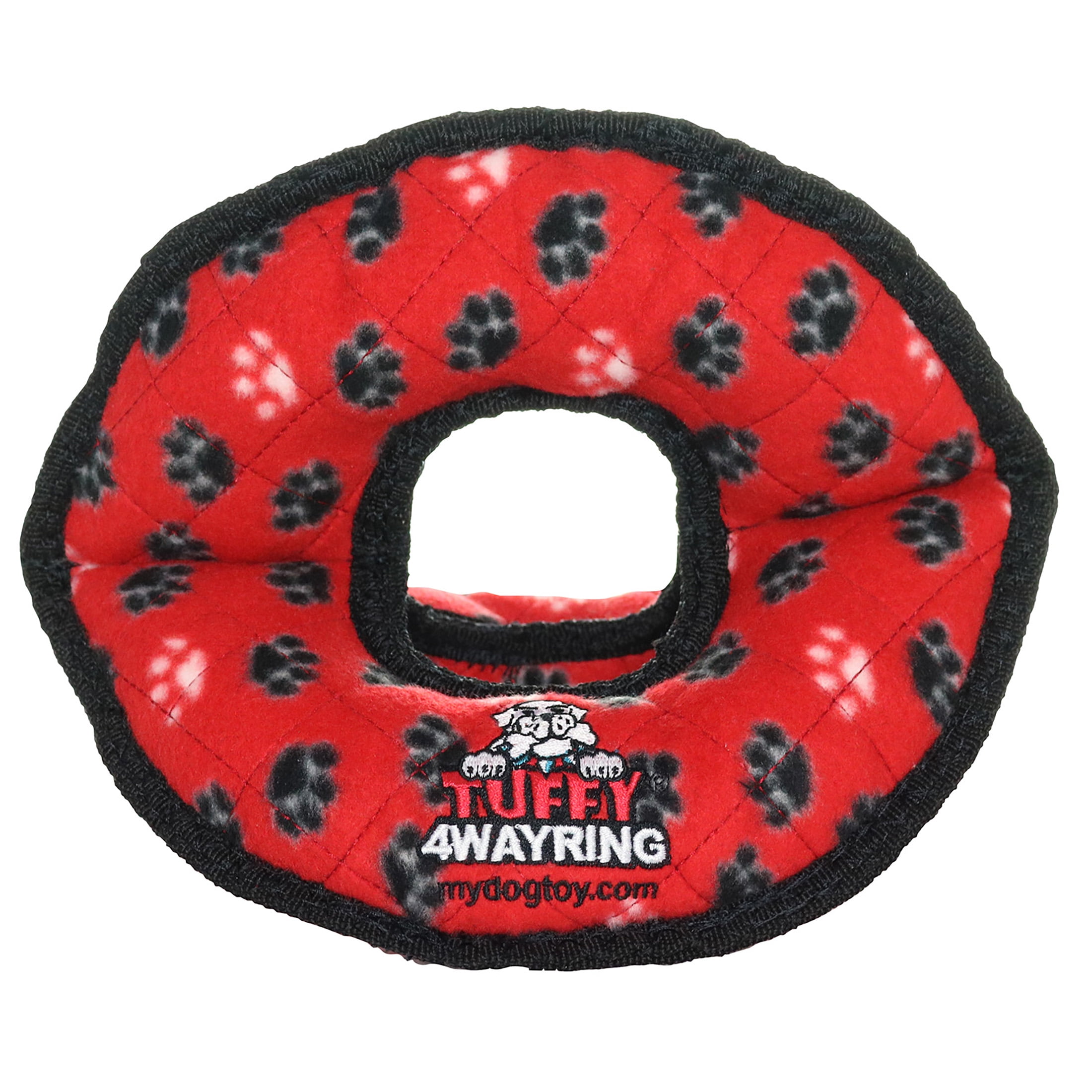 VIP Products Tuffy Ultimate 4-Way Dog Ring Toy, Red Paw