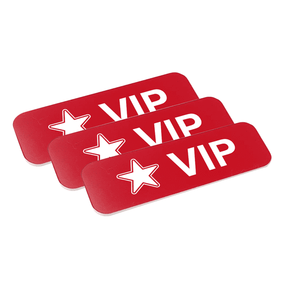 VIP (Star) 1 x 3" Name Tag/Badge, Red, (3 Pack)