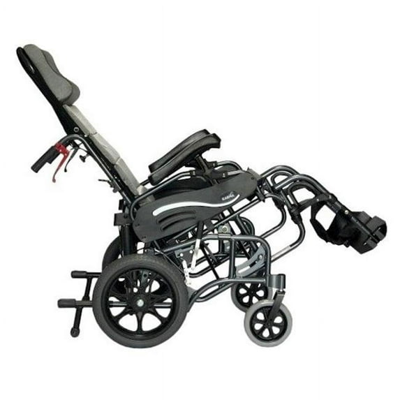 VIP515 16 in. seat Tilt in Space Reclining Transport Wheelchair with Elevating Legrest