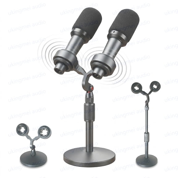 VIP55SM Dual Microphone Installation Kit Universal Stand for SM57 Presidential Microphone Twin Support Microphone Shock Mount