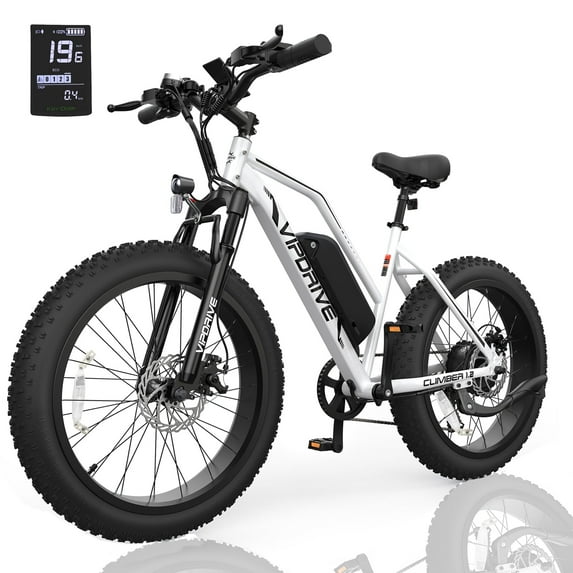 VIPDRIVE Electric Bicycle for Adults, 500W Ebike, 25MPH 50Miles Electric Mountain Bike, 26" 4.0 Fat Tire Electric Bike for Adults, with 48V 13AH Battery, 7 Speed,UL2849
