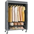 thumbnail image 1 of VIPEK R3C Rolling Clothes Rack with Cover Portable Closet for Hanging Clothes, Heavy Duty Garment Rack Clothing Racks with Wheels& Hanging Rod, Black Racks with Grey Upgraded Polyester Cover, 1 of 11