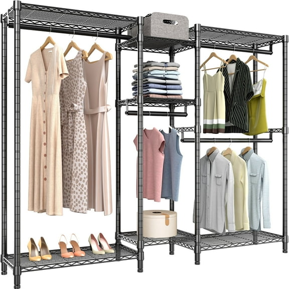 VIPEK Heavy Duty Portable 5-Tier Wardrobe Compact Storage Clothes Rack, Metal, Black