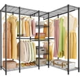 thumbnail image 1 of VIPEK L50 Wire Garment Rack Large Corner Freestanding Wardrobe Closet Rack, Multi-function L Shaped Clothes Rack Heavy Duty Metal Clothing Rack for Hanging Clothes, Max Load 1300LBS, Black, 1 of 9