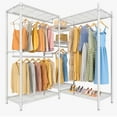 thumbnail image 1 of VIPEK L6 L Shape Clothing Rack 5-Tier Wire Garment Rack, 42" L x 42" W x 76.4" H, Max Load 850LBS, White, 1 of 8