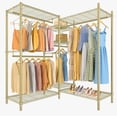 thumbnail image 1 of VIPEK L6 L Shaped Clothes Garment Rack 5-Tier Wire Metal, 42.1"L x 42.1"W x 76.4"H, 850LBS, Gold, 1 of 9