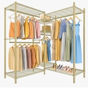VIPEK L6 L Shaped Clothes Garment Rack 5-Tier Wire Metal, 42.1L x 42.1W x 76.4H, 850LBS, Gold