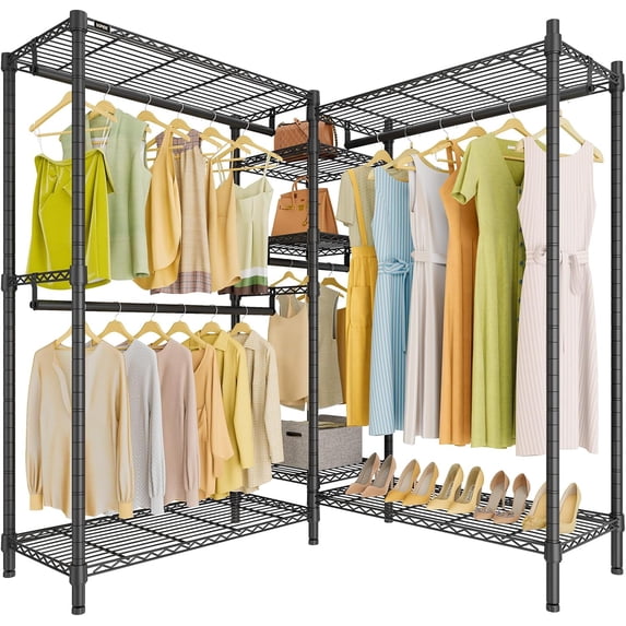 VIPEK L6 Plus Portable Heavy Duty Garment Rack with 5 Shelves, Black
