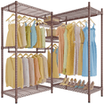 thumbnail image 1 of VIPEK L6 Wire Garment Rack Heavy Duty Clothes Rack for Hanging Clothes, 5 Tiers Freestanding Closet Rack with 7 Shelves & 4 Hanging Rods, Bronze, 1 of 7