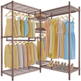 thumbnail image 1 of VIPEK L6 Wire Garment Rack Heavy Duty Clothes Rack for Hanging Clothes, 5 Tiers Freestanding Closet Rack with 7 Shelves & 4 Hanging Rods, Bronze, 1 of 9