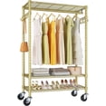 thumbnail image 1 of VIPEK R3 Heavy Duty Garment Rack with Lockable Wheels, 374LB Capacity Rolling Closet, Adjustable Shelves & Hanging Rod, Space-Saving Storage for Small Spaces,Gold, 1 of 8