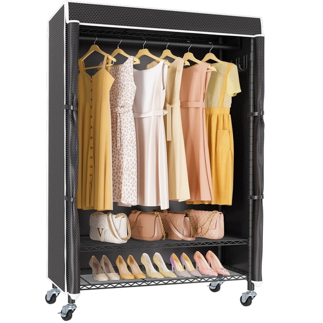 VIPEK R1 Plus Portable Steel Clothes Rack with Top Shelf, Wheels ...
