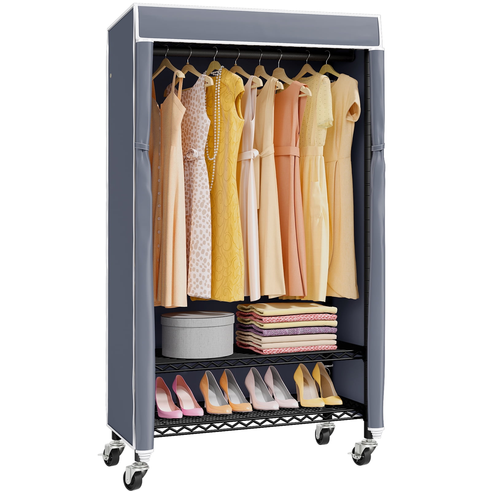 VIPEK R1 Plus Rolling Clothes Rack with Cover Portable Garment Rack