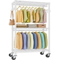 thumbnail image 1 of VIPEK R2 Clothes Rack Heavy Duty Clothing Rack for Hanging Clothes, Rolling Garment Rack Adjustable Closet Racks with Double Rods & Hooks, Freestanding Wardrobe Closet Coat Storage Racks, White, 1 of 10
