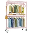 thumbnail image 1 of VIPEK R2 Plus Rolling Garment Rack Heavy Duty Clothes Rack Metal Freestanding Wardrobe Closet, Pink, 1 of 7