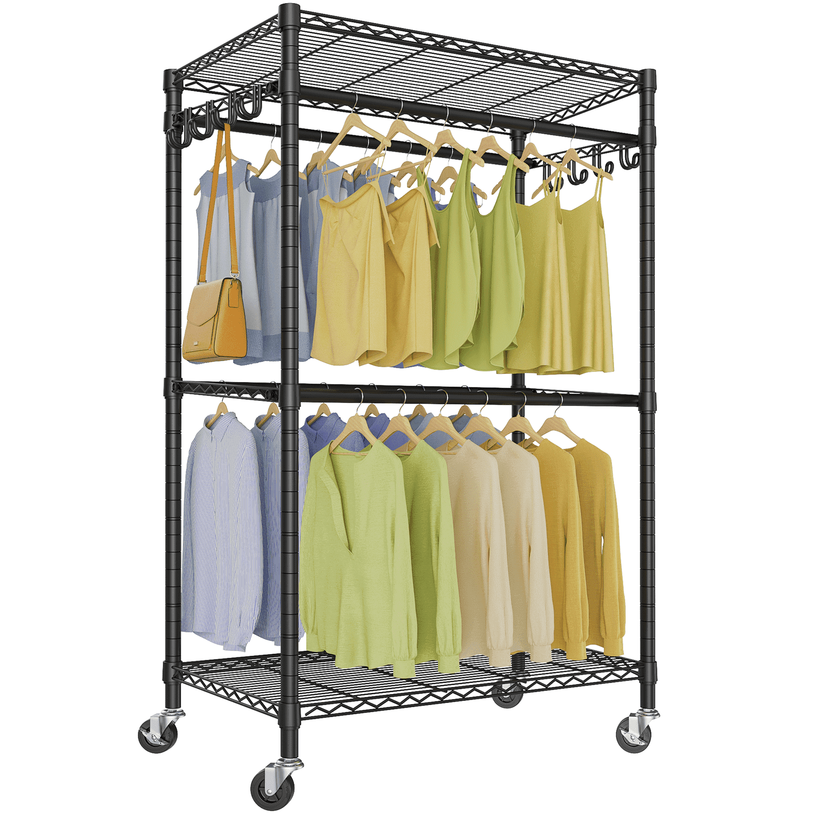 VIPEK R2 Pro Rolling Garment Rack 2-Sided Hanging Heavy Duty , Max load ...