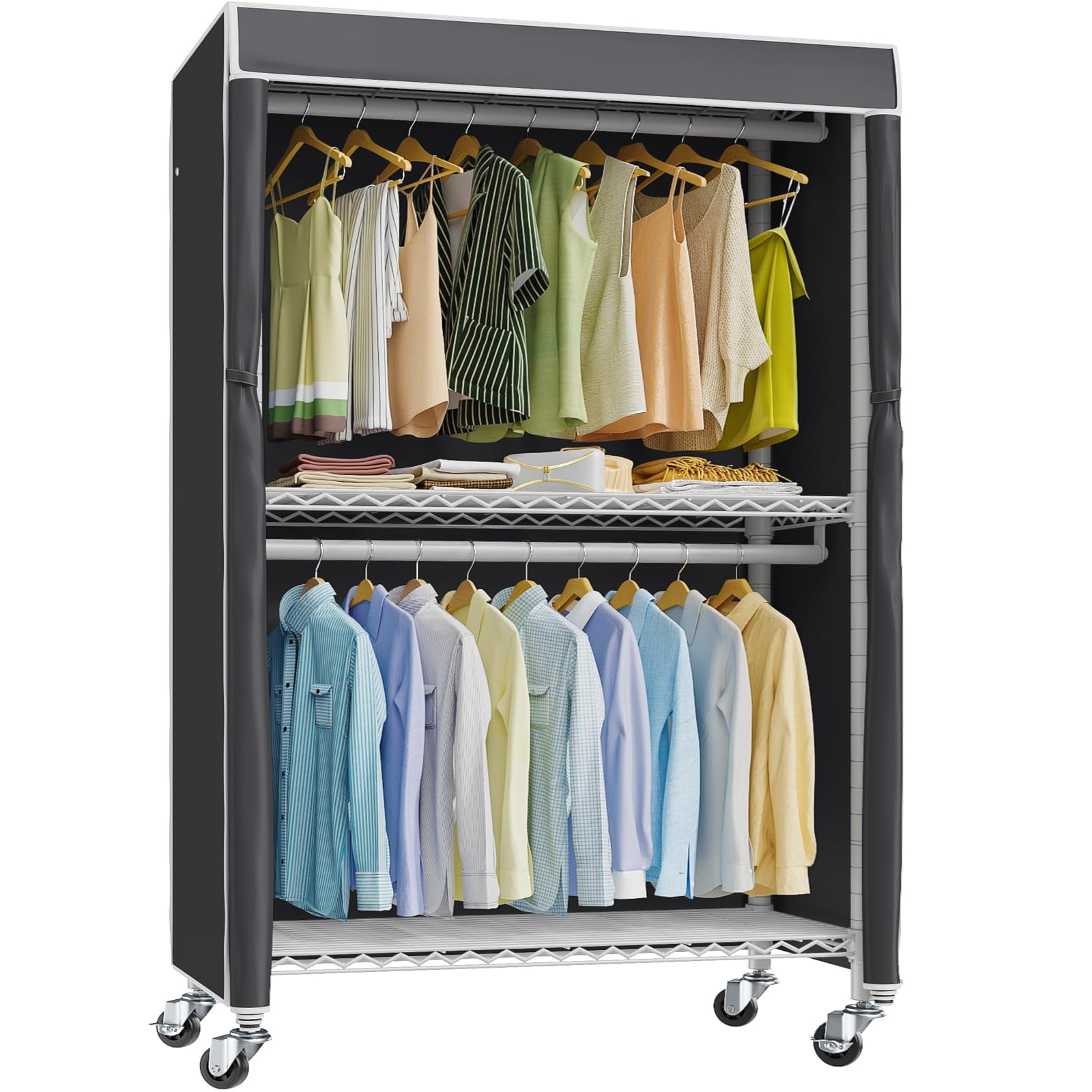 VIPEK R2C Plus Heavy Duty Rolling Garment Rack with Cover Clothing Rack ...