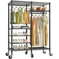 thumbnail image 1 of VIPEK R4 Rolling Garment Rack 6 Tiers with Double Rods and Lockable Wheels, Metal, Black, 1 of 10