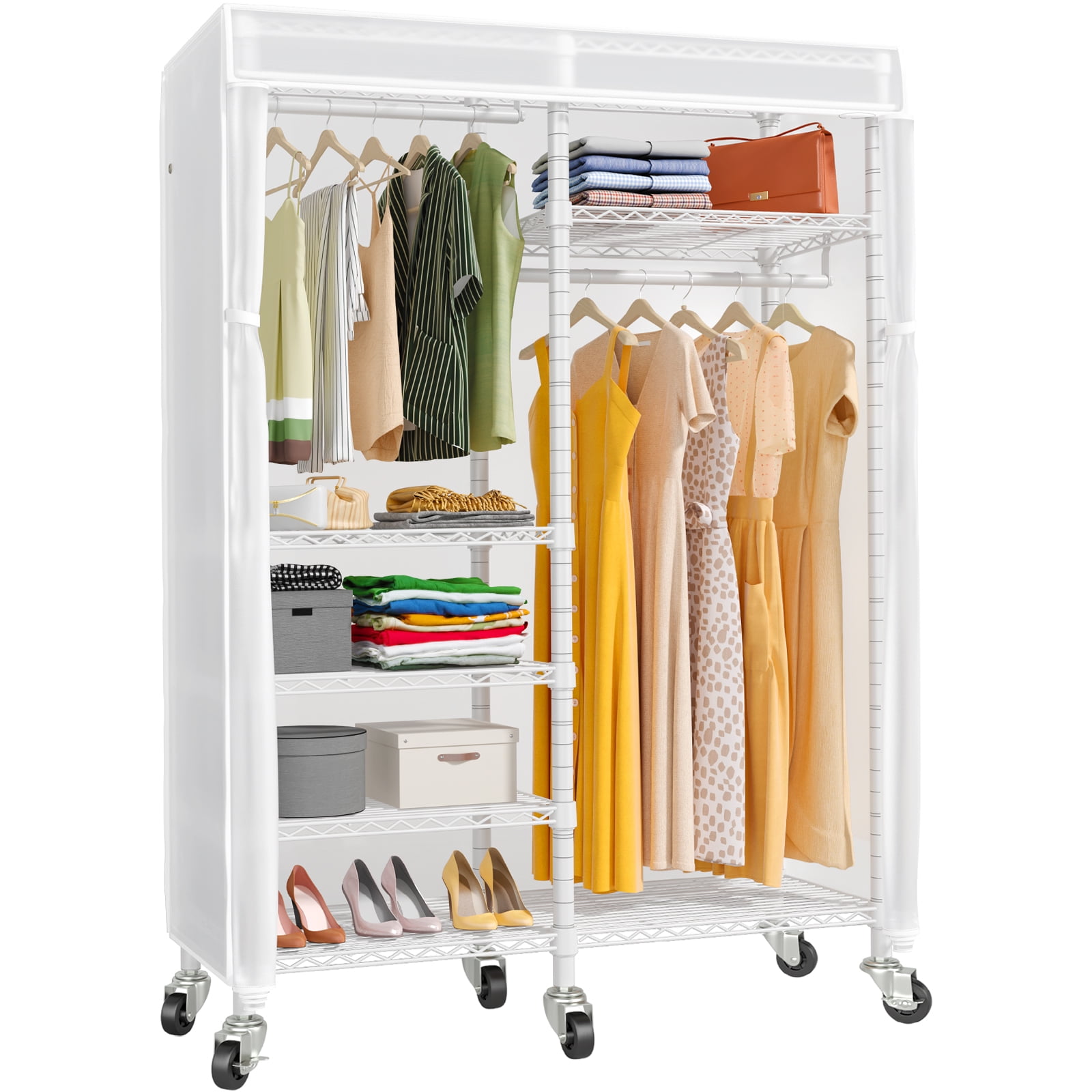 VIPEK R4C Garment Rack Rolling Clothes Rack White Metal Clothing Rack