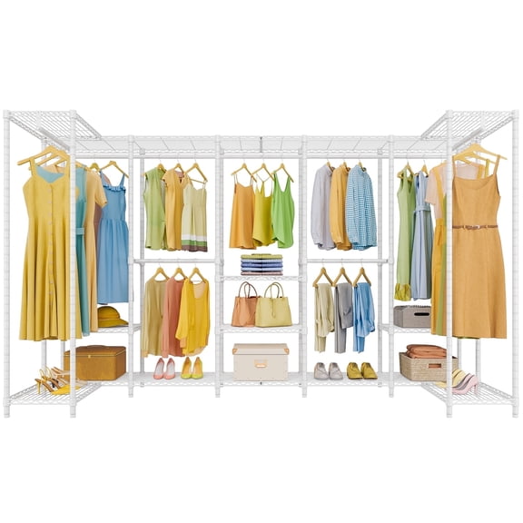 VIPEK U70 Heavy Duty Garment Rack, 1670LB Capacity Freestanding Wardrobe with Adjustable Shelves, Large Metal Clothing Rack Storage Organizer, White