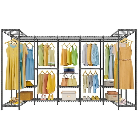 VIPEK U70 Heavy Duty Garment Rack, 1670LB Capacity Freestanding Wardrobe with Adjustable Shelves, Large Metal Clothing Rack Storage Organizer, Black