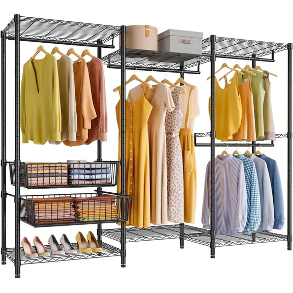VIPEK V10 Medium Wire Garment Rack Heavy Duty Clothes Rack, 56.7" L x 15.7" W x 76.4" H, Max Load 720lbs, Black