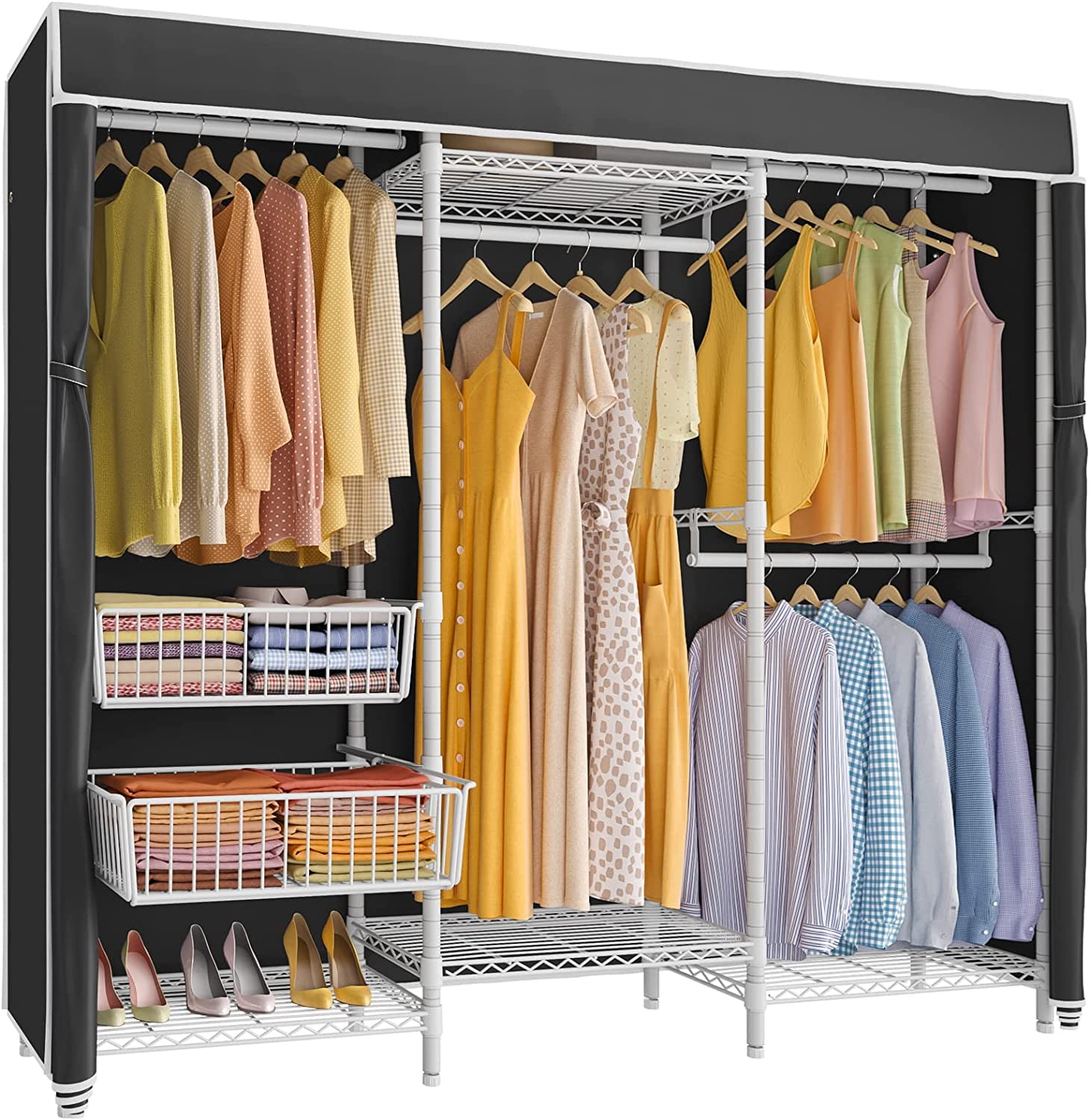 VIPEK V10C Medium Heavy Duty Covered Clothes Rack Portable Rack , White