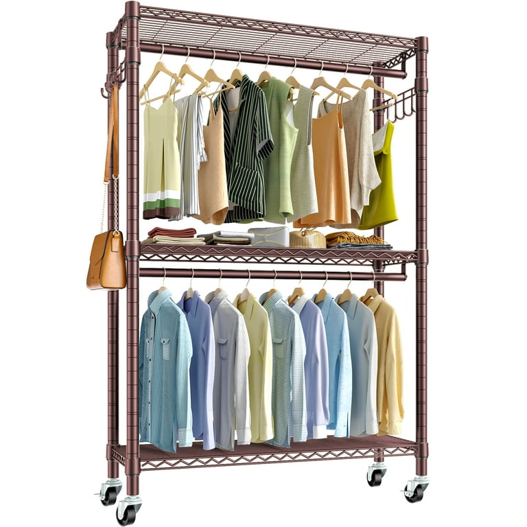 VIPEK V12 Rolling Clothes Rack for Hanging Clothes Heavy Duty Clothing Rack 3 Tiers Bronze Walmart