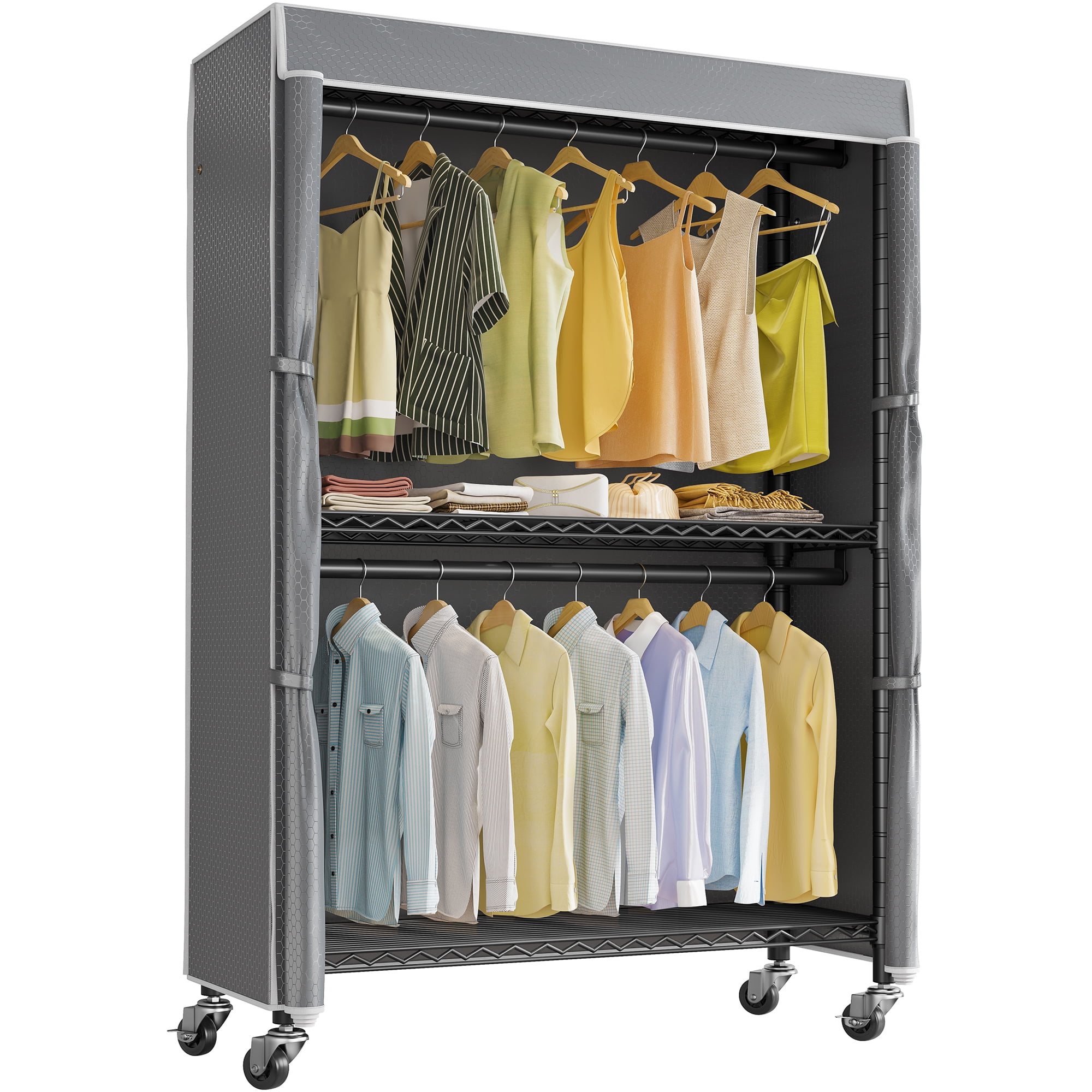 VIPEK V12C Heavy Duty Rolling Garment Rack with Cover Clothing Rack