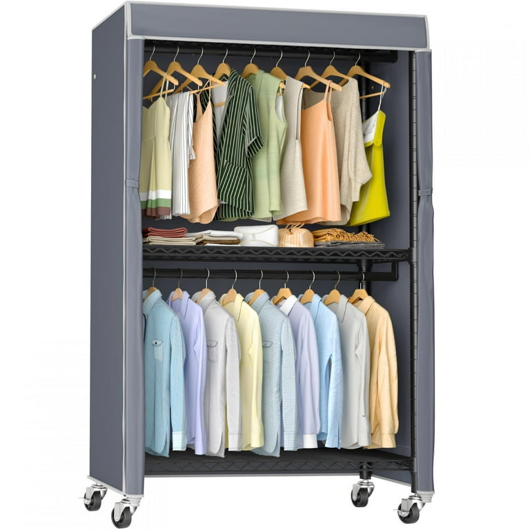 Rolling garment rack with cover hot sale